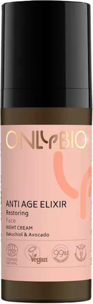 OnlyBio Anti Age Elixir Rebuilding Face Cream with Bakuchiol and Avocado for Night All Skin Types 50ml