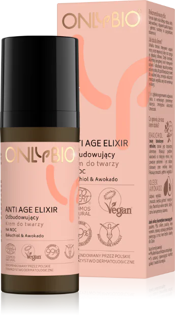 OnlyBio Anti Age Elixir Rebuilding Face Cream with Bakuchiol and Avocado for Night All Skin Types 50ml