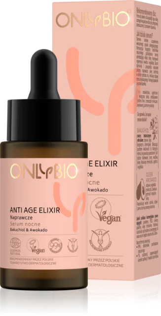 OnlyBio Anti Age Elixir Repair Night Serum with Bakuchiol and Avocado All Skin Types 30ml