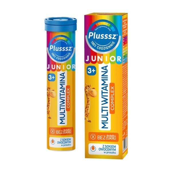 Plusssz Junior Multivitamin Complex Effervescent Tablets with Tropical Flavor for Children over 3 Years Old 20 Pieces