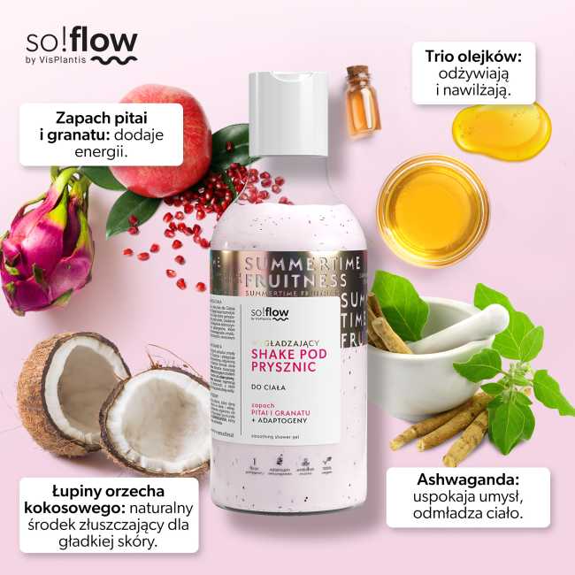 So!Flow by Vis Plantis Smoothing Shower Shake Pitaya and Pomegranate 400ml