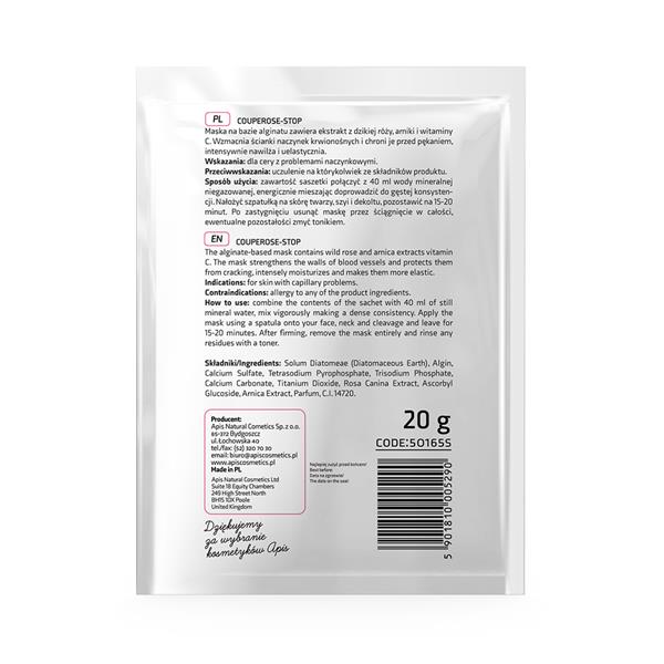 Apis Couperose-Stop Algae Mask with Wild Rose and Vitamin C for Capillary Skin 20g