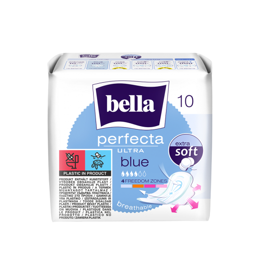 Bella Perfecta Ultra Blue Ultra-thin Sanitary Pads Extra Soft 10 Pieces