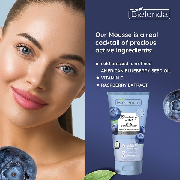 Bielenda Blueberry C Tox Face Wash Mousse for Dehydrated and Dry Skin 135g