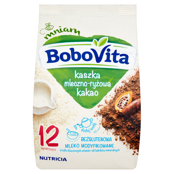 BoboVita Milk Rice Porridge with Cocoa Flavor Gluten Free after 12th Month 230g