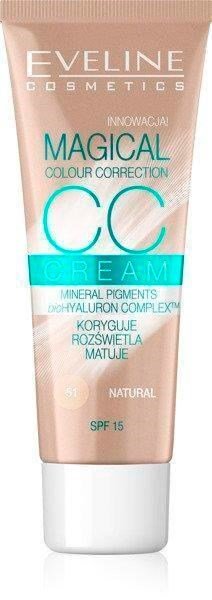 Eveline CC Cream Magical Color Correction Multifunctional Foundation SPF15 No.51 Natural 30ml
