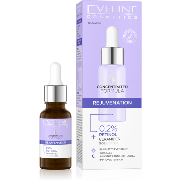 Eveline Concentrated Formula Rejuvenating Serum with Retinol and Ceramides for Face Neck and Decollete 18ml