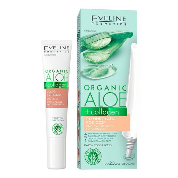 Eveline Organic Aloe + Collagen Liquid Eye Pads Reducing Dark Circles and Puffiness for All Skin Types 20ml 20ML