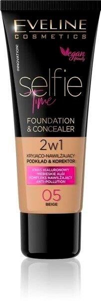 Eveline Selfie Time Covering Moisturizing Foundation Concealer 2in1 No. 05 Beige 30ml