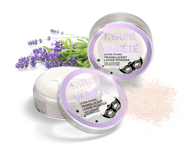 Eveline Variete Ultra Fixing Transparent Loose Face Powder with a Matte Finish Lavender Squalane 5g