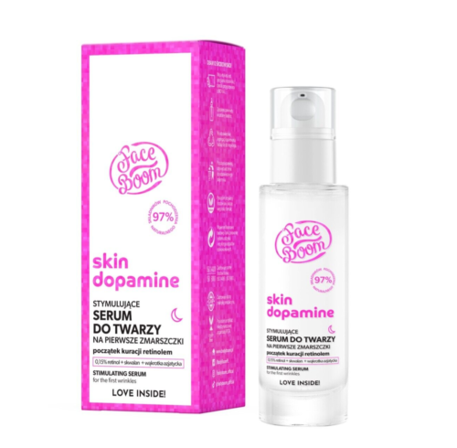 FaceBoom Skin Dopamine Stimulating Serum with Retinol 0.15% for the Face for First Wrinkles 30ml Best Before 30.09.24