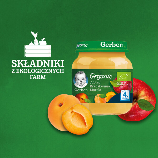 Gerber Organic Apple Peach Apricot Dessert for Babies after 4th Month 125g