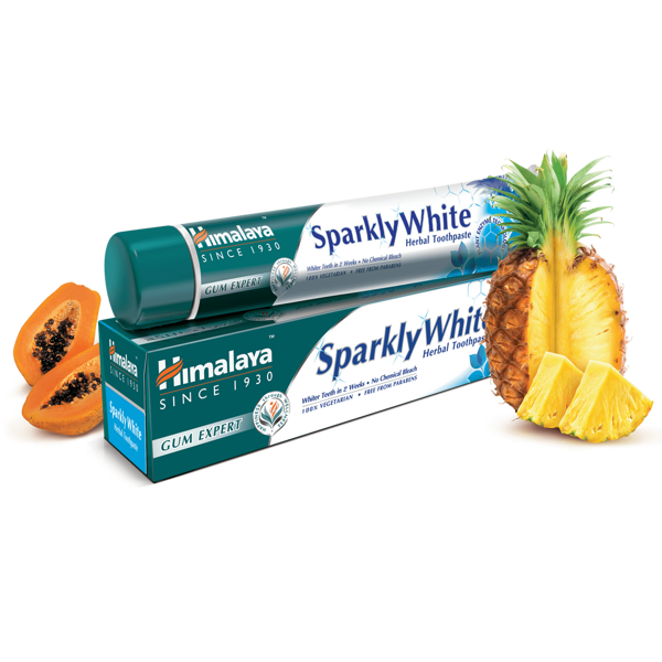 Himalaya Sparkly White Whitening Toothpaste with Advanced Herbal Formula with Papaya and Pineapple Enzymes 75ml