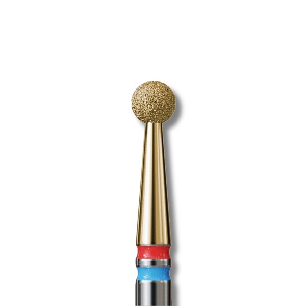 IQ Nails Diamond DuoFrez Nail Drill Bit Smart Gold Line Ball Shape Fine Standard Grit ZRN Coating 001.FM.025Z 1 Piece