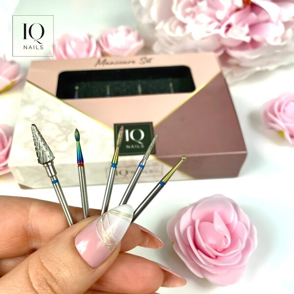 IQ Nails Expert Drill Bits For Gel Polish Gel Acrylic Cuticles Set 5 Pieces