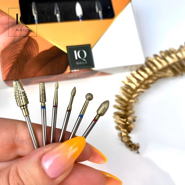 IQ Nails Expert Gold Power Set For Gel Polish Acrylic Cuticles Removal 6 Pieces