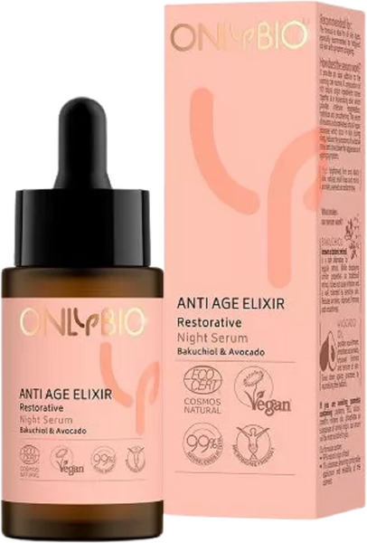 OnlyBio Anti Age Elixir Repair Night Serum with Bakuchiol and Avocado All Skin Types 30ml