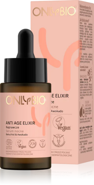 OnlyBio Anti Age Elixir Repair Night Serum with Bakuchiol and Avocado All Skin Types 30ml