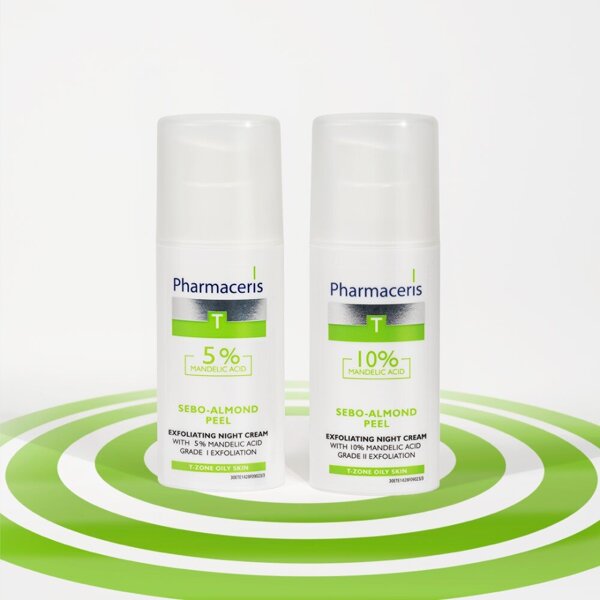 Pharmaceris T Sebo Almond Cream with 5% Mandelic Acid for Night, 1st Level of Exfoliation 50ml ​