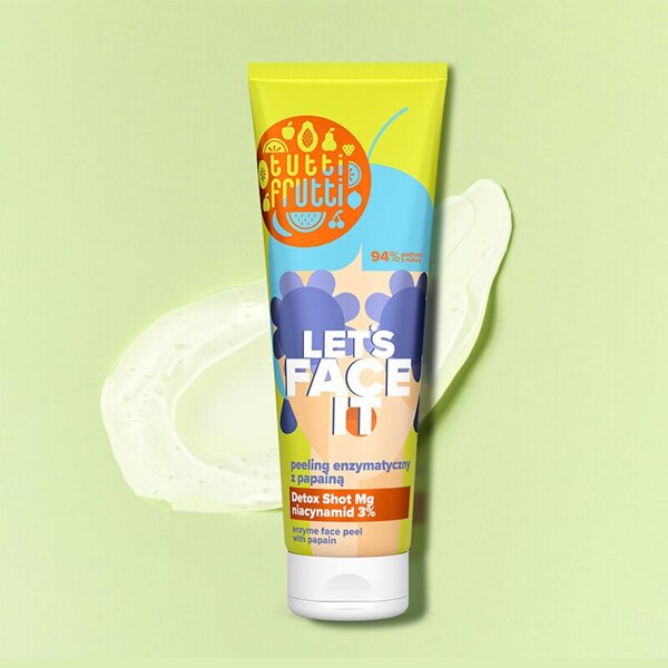 Tutti Frutti Let's Face It Enzymatic Facial Peeling with Papain and Niacinamide 3% + Detox Shot Mg 100ml