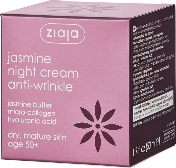 Ziaja Anti-Wrinkle Cream 50+ with Hyaluronic Acid for Night Vegan 50ml