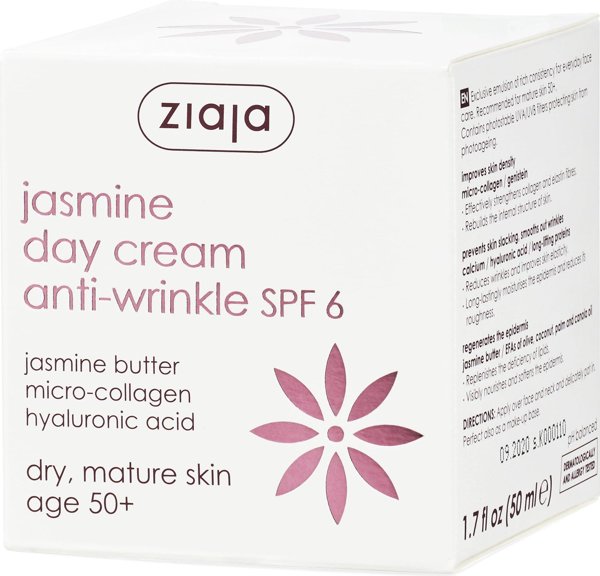 Ziaja Jasmine in Anti-Wrinkle 50+ with Hyaluronic Acid Day Cream SPF6 Vegan 50ml