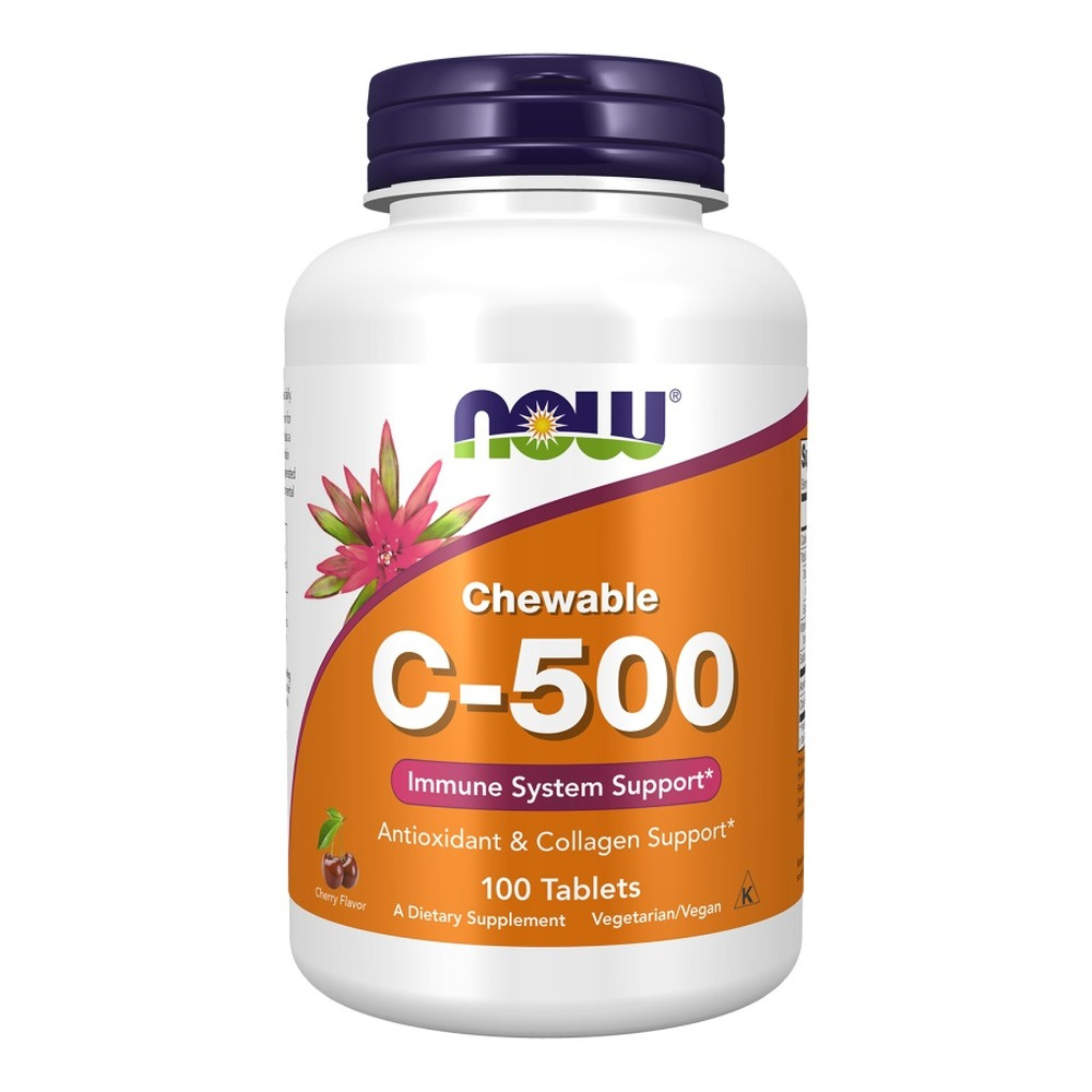 Now Foods Vitamin C-500 Chewable o Smaku Jagoda Wiśnia 100 Tabletek