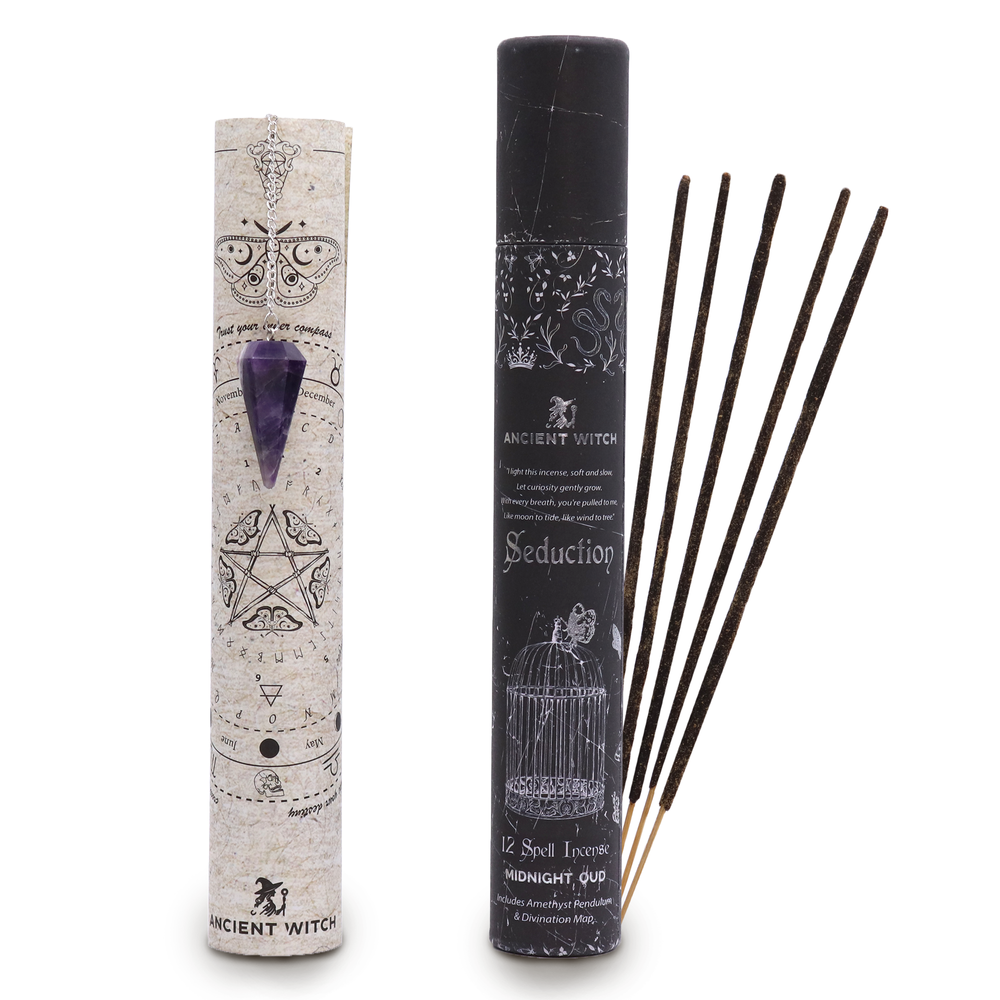 Ancient Witch Spell Incense - Seduction - Amethyst Pendulum