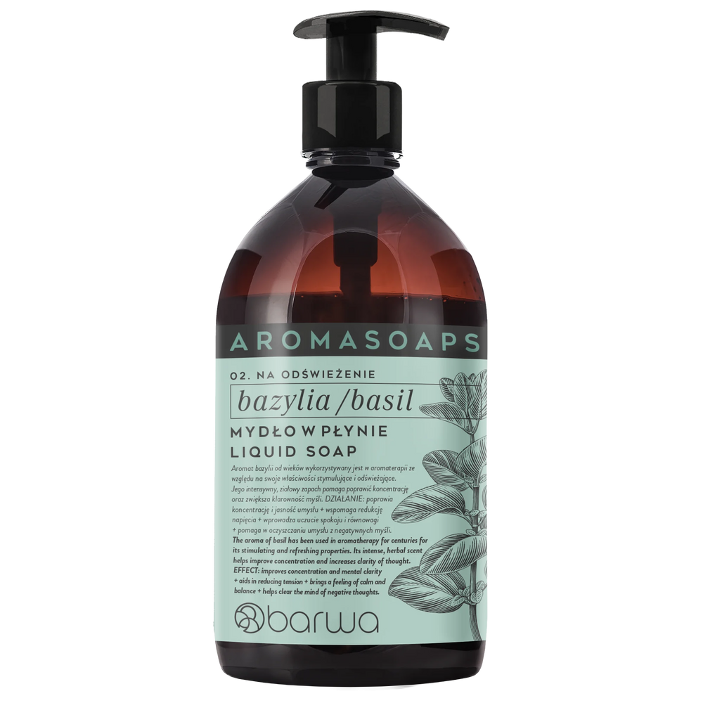 Barwa Aroma Soaps Refreshing Liquid Soap Basil for Everyday Use 500ml