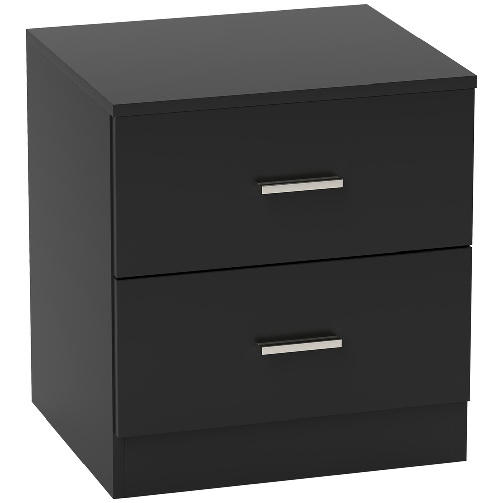 HOMCOM Modern Bedside Table, Beside Cabinet with 2 Drawers, for Bedroom, Living Room, Black