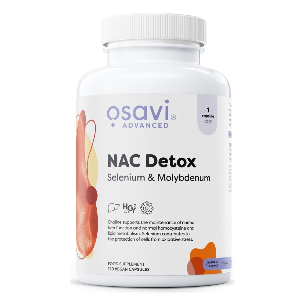Osavi NAC Detox Selen i Molibden Na Wsparcie Wątroby 120 Kapsułek