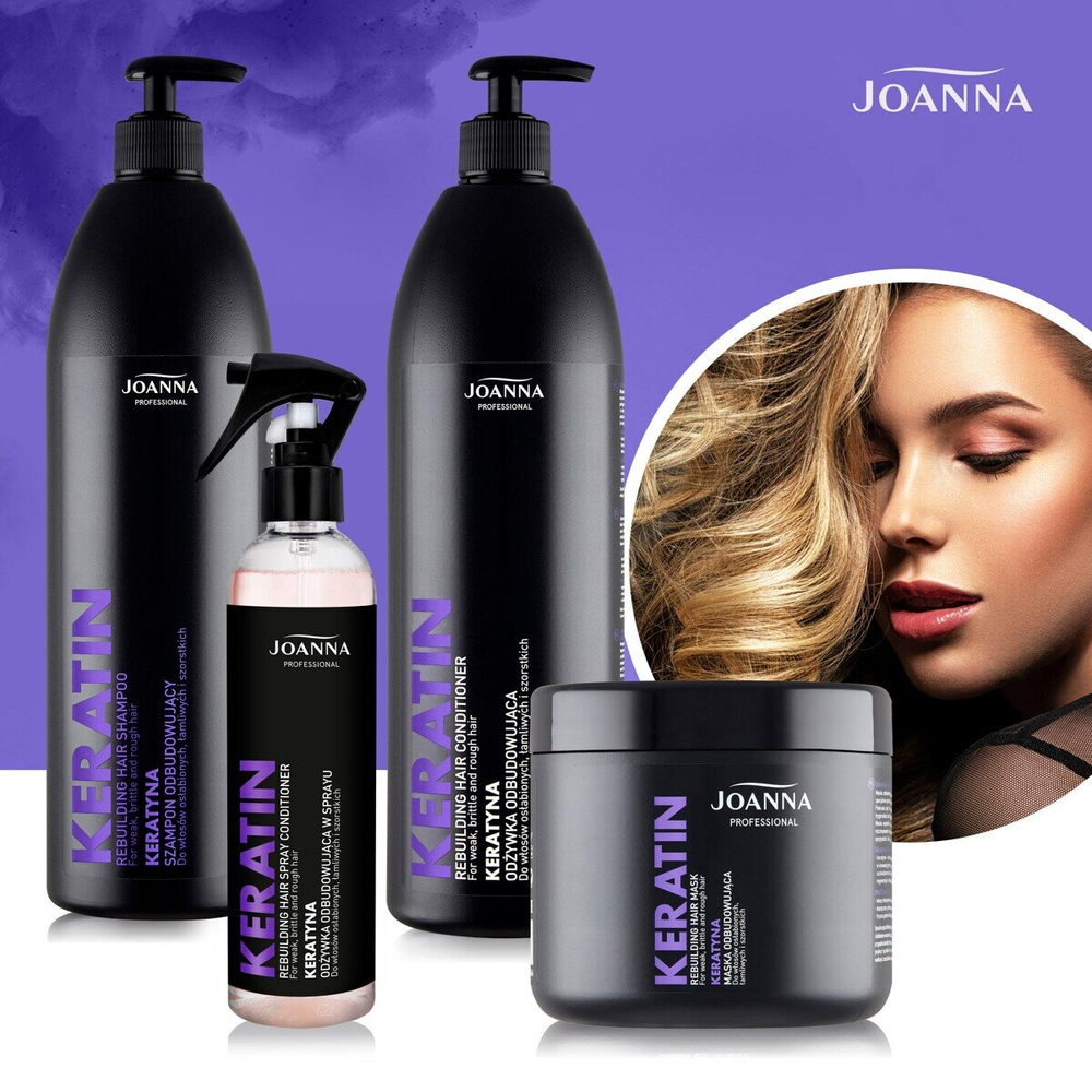 Joanna Professional Keratin Odżywka Odbudowująca w Sprayu dla Włosów Łamliwych i Szorstkich 300ml 