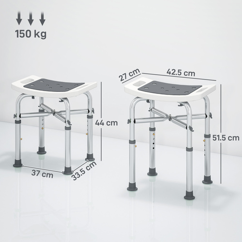 HOMCOM 44-51.5cm Aluminium Frame Shower/Bath Stool - Grey
