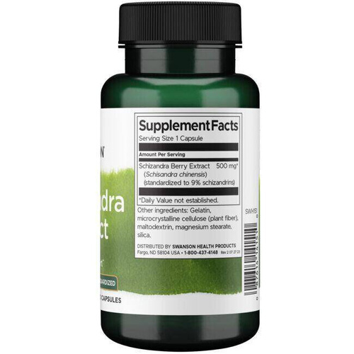 Swanson Schizandra Extract 500mg Cytryniec Chiński 60 Kapsułek