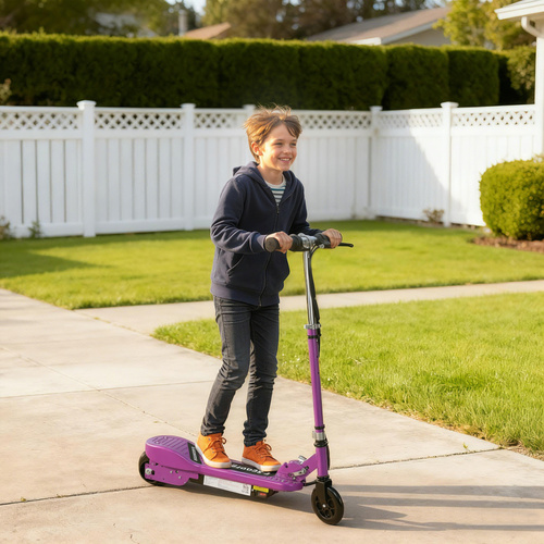 HOMCOM Foldable Electric Kids Scooter, Ride-on for Ages 7-14 Years, Purple