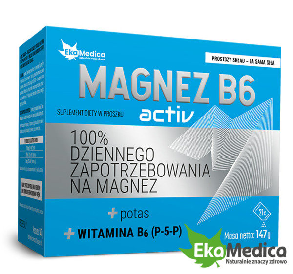 EkaMedica Magnez B6 Activ Wspomaga Układ Nerwowy i Pracę Mięśni 21x7g Saszetki