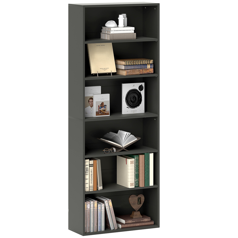 HOMCOM Six Shelf Bookcase - Black