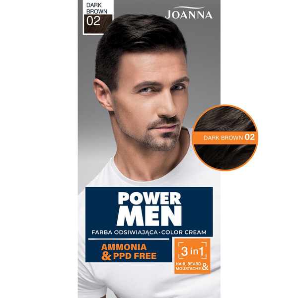 Joanna Power Men Color Cream 3w1 Farba do Włosów dla Mężczyzn Nr 02 Dark Brown 1 Sztuka