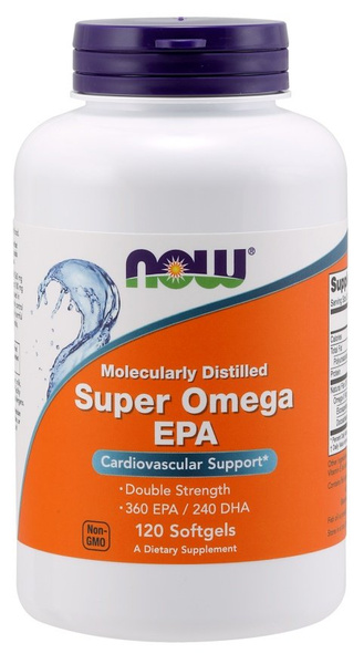 NOW Foods Super Omega EPA Destylowany Molekularnie Wysoka Potencja Omega 3 120 Kapsułek