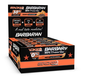 Stacker2 Europe Barbarian 30% Protein Bar, Salted Caramel - 12 x 45g