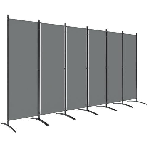 Outsunny 6 Panel Folding Room Divider Foldable Freestanding Garden Privacy Screen, 332 x 172 cm, Dark Grey