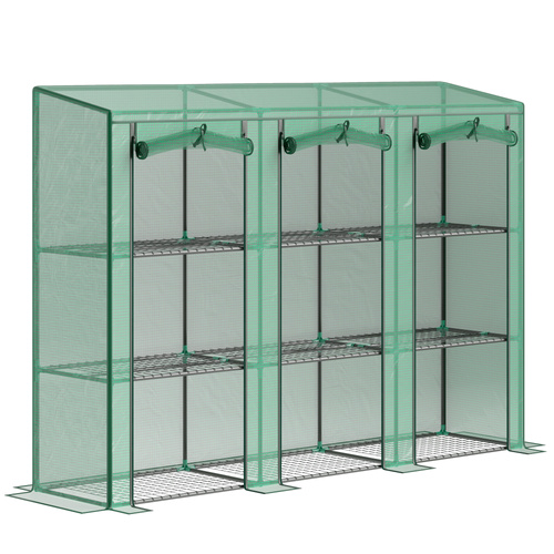 Outsunny 46 x 215cm Nine-Shelf Greenhouse - Green