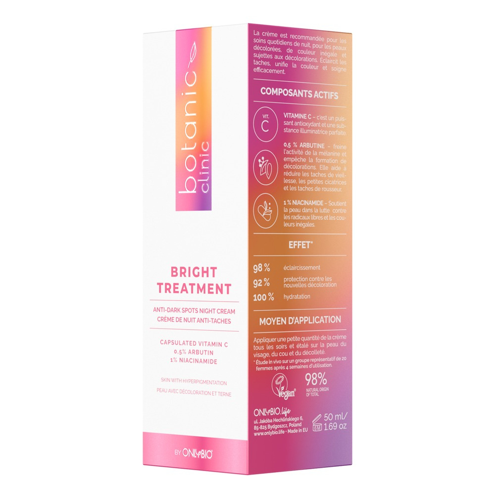 OnlyBio Botanic Clinic Bright Treatment Krem do Twarzy na Noc dla Skóry z Przebarwieniami 50ml