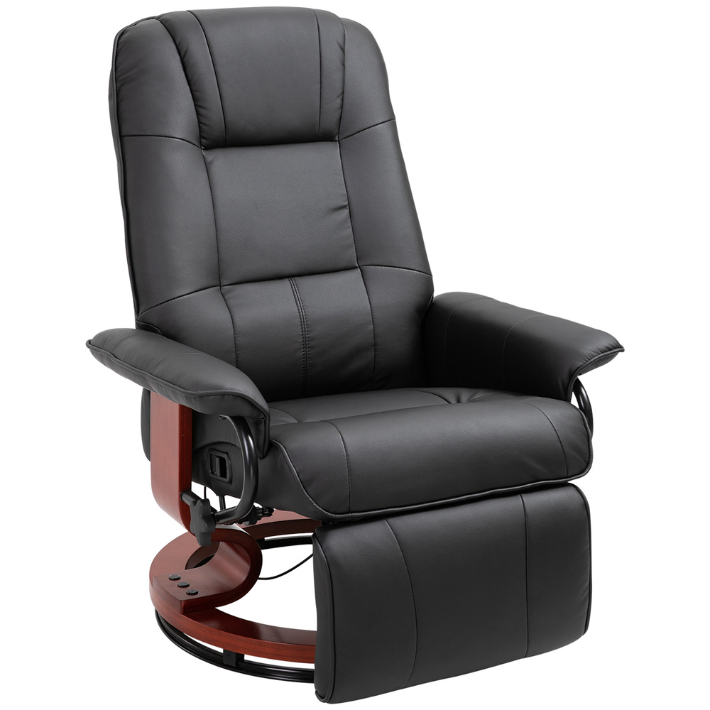 HOMCOM Reclining Swivel Chair, with Footrest - Black