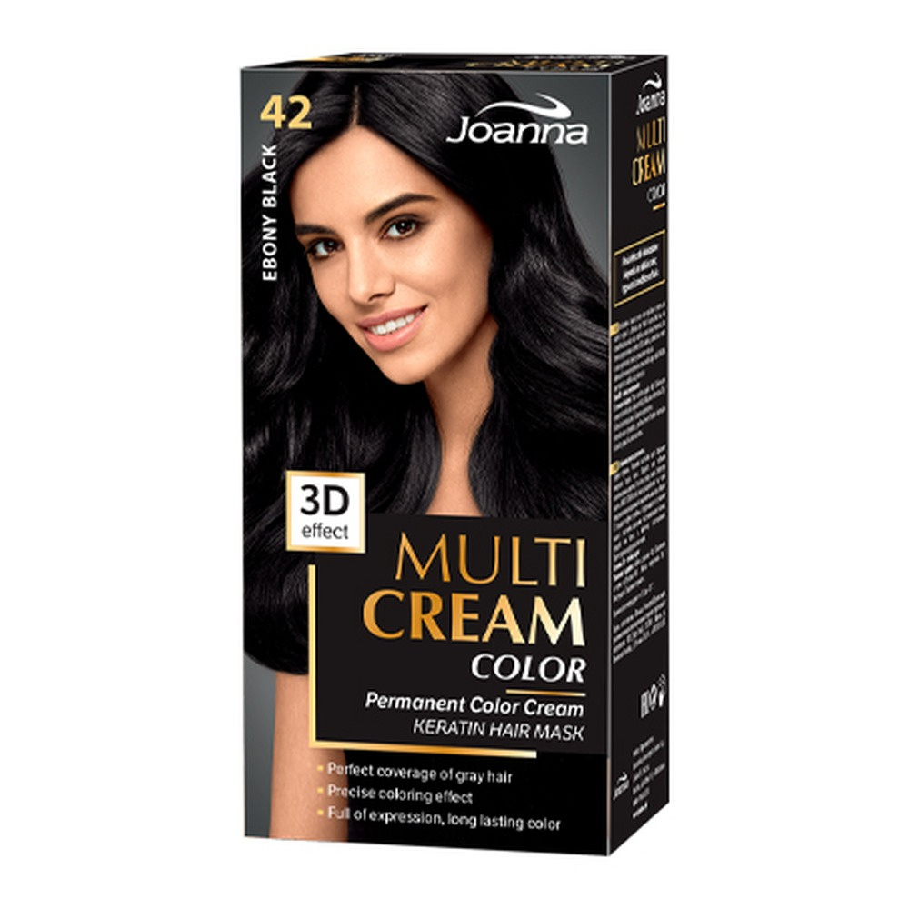 Joanna Multi Cream Color 3D Effect Hair Dye with Long-Lasting Effect No. 42 Ebony Black 1 Piece