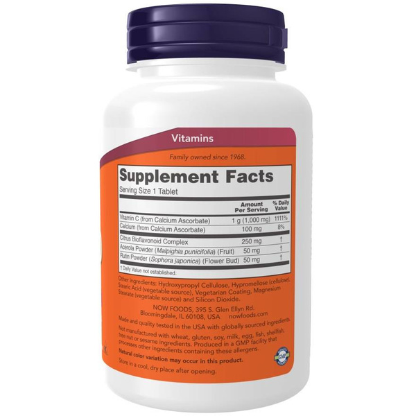 Now Foods Vitamin C-1000 Complex Complex Buforowana 250mg Bioflawonoidy 180 Tabletek