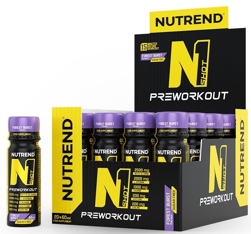 Nutrend N1 Shot Owoce Leśne Przedtreningowy Stymulant dla Sportowców 20 x 60ml