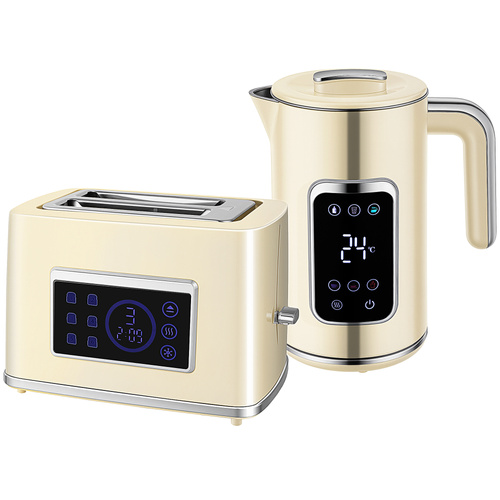 HOMCOM Touch Screen Kettle and Toaster Set - Cream