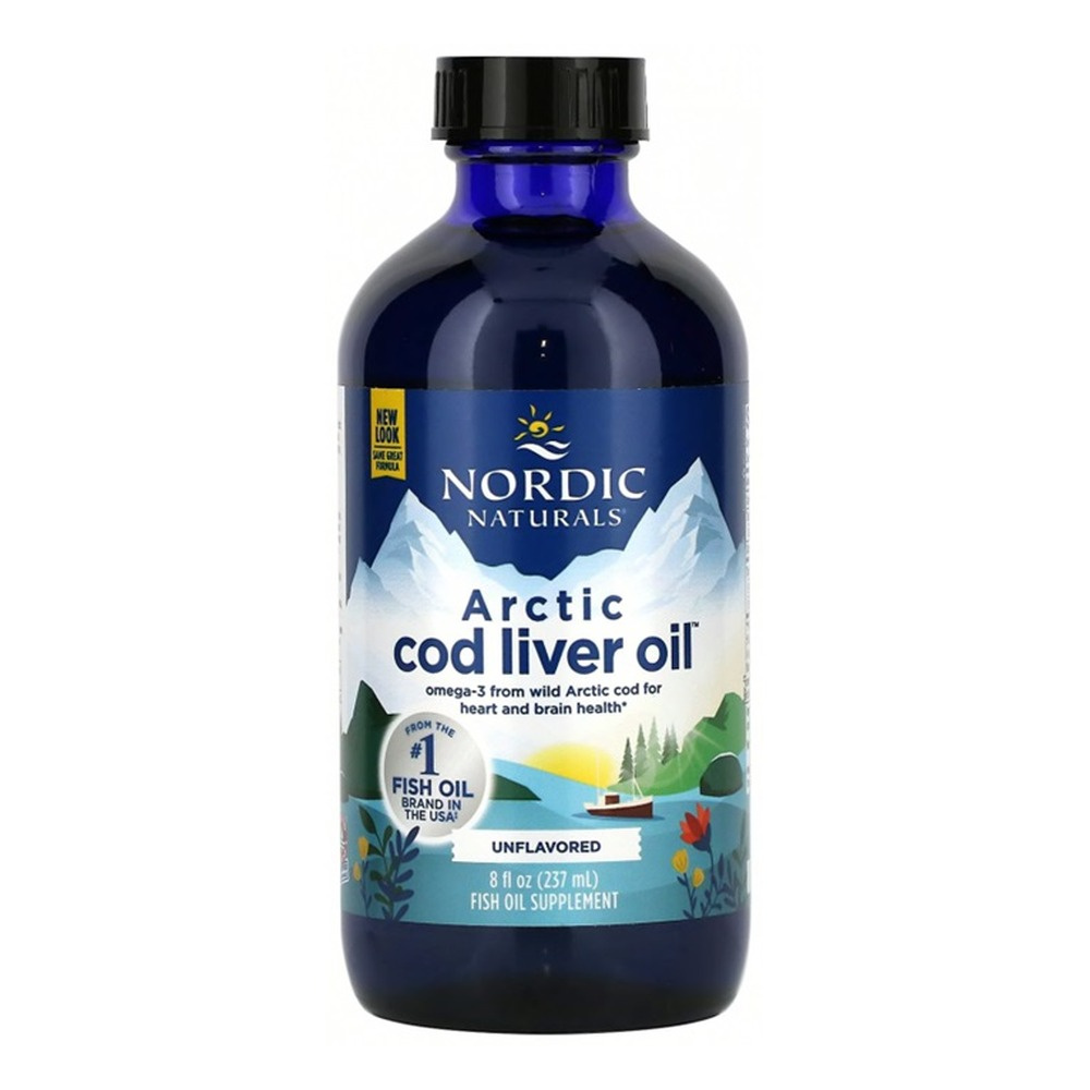 Nordic Naturals Arctic Cod Liver Oil Olej z Wątroby Dorsza Arktycznego Zdrowie Układu Odpornościowego Serca i Mózgu Smak Naturalny 237ml