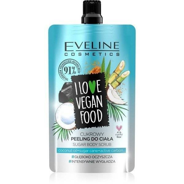 Eveline I Love Vegan Food Cukrowy Peeling Do Ciała Kokosowy Głęboko Oczyszcza 75ml